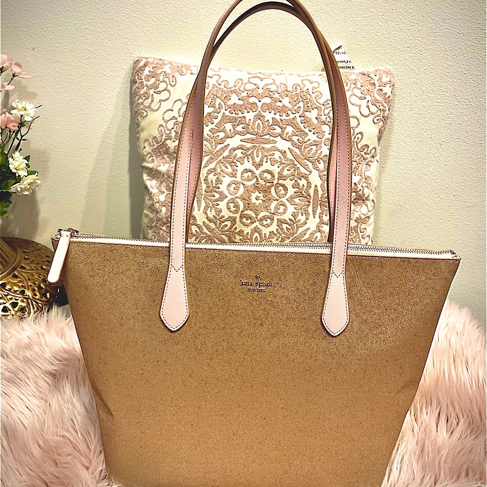 Gorgeous Kate Spade Tote in Rose Gold Glitter